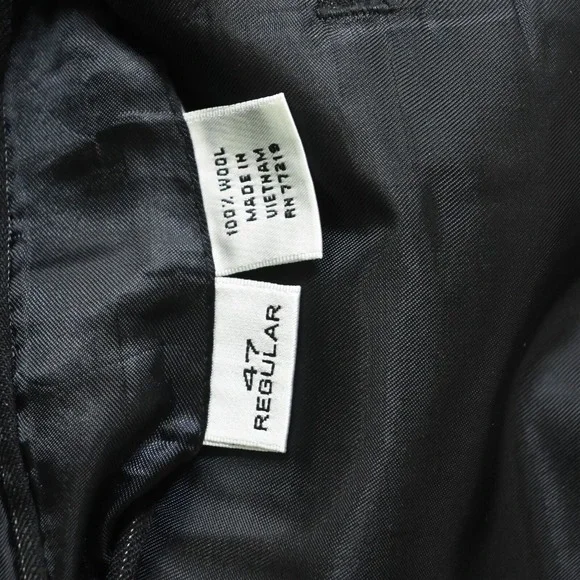 Versini 47R 48R 42x30 Black Striped 100% Wool Mens Jacket Pants Suit